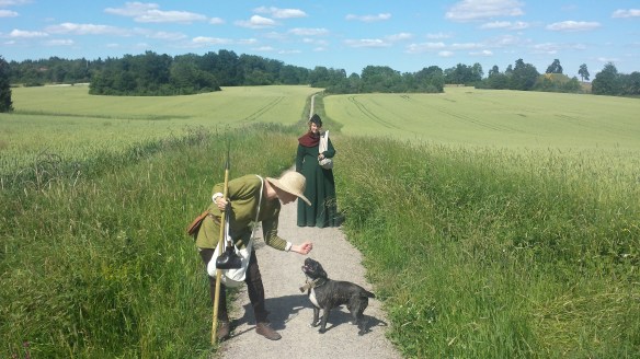 Telling the dog of on our way out.