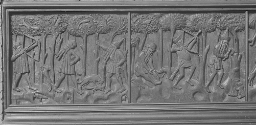 Russian bisshunters on Rigafahrergestühl St.-Nikolai-Kirche, Stralsund